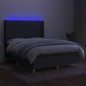 vidaXL Cama box spring colchón y luces LED tela gris oscuro 140x190 cm