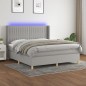 vidaXL Cama box spring colchón y luces LED tela gris claro 160x200 cm vidaXL Cama box spring colchón y luces LED tela gris claro 160x200 cm