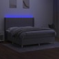 vidaXL Cama box spring colchón y luces LED tela gris claro 160x200 cm vidaXL Cama box spring colchón y luces LED tela gris claro 160x200 cm