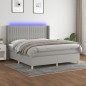 vidaXL Cama box spring colchón y luces LED tela gris claro 180x200 cm vidaXL Cama box spring colchón y luces LED tela gris claro 180x200 cm