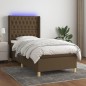 vidaXL Cama box spring colchón y luces LED tela marrón oscuro 80x200cm vidaXL Cama box spring colchón y luces LED tela marrón oscuro 80x200cm
