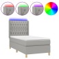 vidaXL Cama box spring colchón y luces LED tela gris claro 90x200 cm vidaXL Cama box spring colchón y luces LED tela gris claro 90x200 cm
