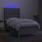 vidaXL Cama box spring colchón y luces LED tela gris claro 90x200 cm vidaXL Cama box spring colchón y luces LED tela gris claro 90x200 cm