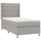 vidaXL Cama box spring colchón y luces LED tela gris claro 90x200 cm vidaXL Cama box spring colchón y luces LED tela gris claro 90x200 cm