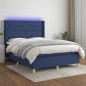 vidaXL Cama box spring colchón y luces LED tela azul 140x200 cm vidaXL Cama box spring colchón y luces LED tela azul 140x200 cm