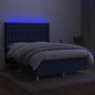 vidaXL Cama box spring colchón y luces LED tela azul 140x200 cm vidaXL Cama box spring colchón y luces LED tela azul 140x200 cm