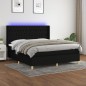 vidaXL Cama box spring colchón y luces LED tela negro 180x200 cm