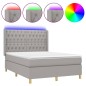 vidaXL Cama box spring colchón y luces LED tela gris claro 140x190 cm vidaXL Cama box spring colchón y luces LED tela gris claro 140x190 cm