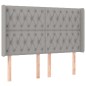 vidaXL Cama box spring colchón y luces LED tela gris claro 140x190 cm vidaXL Cama box spring colchón y luces LED tela gris claro 140x190 cm