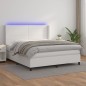 vidaXL Cama box spring colchón y LED cuero sintético blanco 180x200 cm vidaXL Cama box spring colchón y LED cuero sintético blanco 180x200 cm