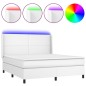 vidaXL Cama box spring colchón y LED cuero sintético blanco 180x200 cm vidaXL Cama box spring colchón y LED cuero sintético blanco 180x200 cm