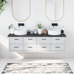 vidaXL Encimera baño madera maciza tratada gris oscuro 180x40x(2-6) cm
