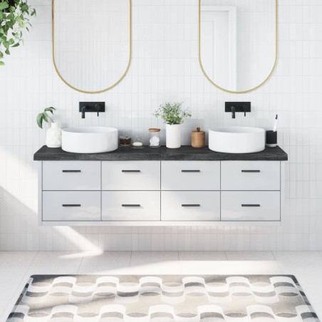 vidaXL Encimera baño madera maciza tratada gris oscuro 180x40x(2-6) cm