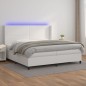 vidaXL Cama box spring colchón y LED cuero sintético blanco 200x200 cm vidaXL Cama box spring colchón y LED cuero sintético blanco 200x200 cm