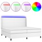 vidaXL Cama box spring colchón y LED cuero sintético blanco 200x200 cm vidaXL Cama box spring colchón y LED cuero sintético blanco 200x200 cm