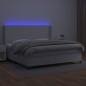 vidaXL Cama box spring colchón y LED cuero sintético blanco 200x200 cm vidaXL Cama box spring colchón y LED cuero sintético blanco 200x200 cm