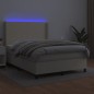 vidaXL Cama box spring colchón y LED cuero sintético crema 140x200 cm