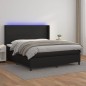 vidaXL Cama box spring colchón y LED cuero sintético negro 160x200 cm vidaXL Cama box spring colchón y LED cuero sintético negro 160x200 cm