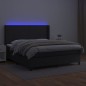vidaXL Cama box spring colchón y LED cuero sintético negro 160x200 cm vidaXL Cama box spring colchón y LED cuero sintético negro 160x200 cm