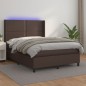 vidaXL Cama box spring colchón y LED cuero sintético marrón 140x190 cm vidaXL Cama box spring colchón y LED cuero sintético marrón 140x190 cm