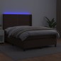 vidaXL Cama box spring colchón y LED cuero sintético marrón 140x190 cm vidaXL Cama box spring colchón y LED cuero sintético marrón 140x190 cm