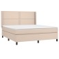 vidaXL Cama box spring colchón LED cuero sintético capuchino 160x200cm