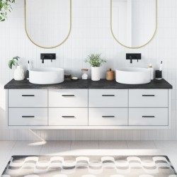 vidaXL Encimera baño madera maciza tratada gris oscuro 200x50x(2-4) cm