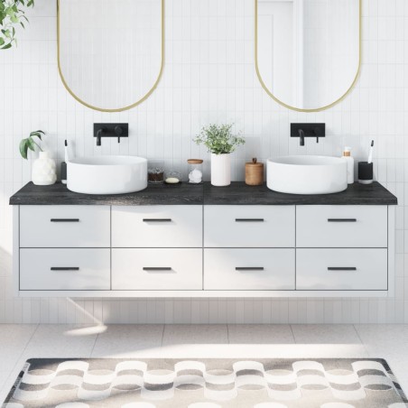 vidaXL Encimera baño madera maciza tratada gris oscuro 200x50x(2-4) cm