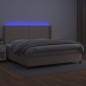 vidaXL Cama box spring colchón LED cuero sintético capuchino 200x200cm vidaXL Cama box spring colchón LED cuero sintético capuchino 200x200cm