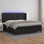vidaXL Cama box spring colchón y LED cuero sintético negro 200x200 cm vidaXL Cama box spring colchón y LED cuero sintético negro 200x200 cm