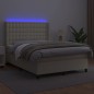 vidaXL Cama box spring colchón y LED cuero sintético crema 140x190 cm vidaXL Cama box spring colchón y LED cuero sintético crema 140x190 cm
