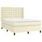 vidaXL Cama box spring colchón y LED cuero sintético crema 140x190 cm vidaXL Cama box spring colchón y LED cuero sintético crema 140x190 cm