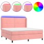 vidaXL Cama box spring colchón y LED terciopelo rosa 160x200 cm vidaXL Cama box spring colchón y LED terciopelo rosa 160x200 cm