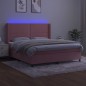 vidaXL Cama box spring colchón y LED terciopelo rosa 160x200 cm vidaXL Cama box spring colchón y LED terciopelo rosa 160x200 cm