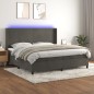 vidaXL Cama box spring colchón y LED terciopelo gris oscuro 200x200 cm vidaXL Cama box spring colchón y LED terciopelo gris oscuro 200x200 cm