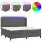 vidaXL Cama box spring colchón y LED terciopelo gris oscuro 200x200 cm vidaXL Cama box spring colchón y LED terciopelo gris oscuro 200x200 cm