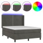 vidaXL Cama box spring colchón y LED terciopelo gris oscuro 140x190 cm vidaXL Cama box spring colchón y LED terciopelo gris oscuro 140x190 cm