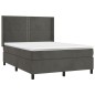 vidaXL Cama box spring colchón y LED terciopelo gris oscuro 140x190 cm vidaXL Cama box spring colchón y LED terciopelo gris oscuro 140x190 cm