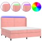 vidaXL Cama box spring colchón y LED terciopelo rosa 200x200 cm vidaXL Cama box spring colchón y LED terciopelo rosa 200x200 cm