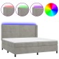 vidaXL Cama box spring colchón y LED terciopelo gris claro 200x200 cm vidaXL Cama box spring colchón y LED terciopelo gris claro 200x200 cm