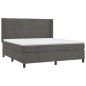 vidaXL Cama box spring colchón y LED terciopelo gris oscuro 180x200 cm