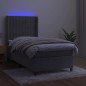 vidaXL Cama box spring colchón y LED terciopelo gris claro 100x200 cm vidaXL Cama box spring colchón y LED terciopelo gris claro 100x200 cm