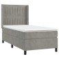 vidaXL Cama box spring colchón y LED terciopelo gris claro 100x200 cm vidaXL Cama box spring colchón y LED terciopelo gris claro 100x200 cm