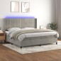vidaXL Cama box spring colchón y LED terciopelo gris claro 200x200 cm vidaXL Cama box spring colchón y LED terciopelo gris claro 200x200 cm