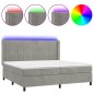 vidaXL Cama box spring colchón y LED terciopelo gris claro 200x200 cm vidaXL Cama box spring colchón y LED terciopelo gris claro 200x200 cm