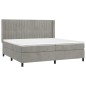 vidaXL Cama box spring colchón y LED terciopelo gris claro 200x200 cm vidaXL Cama box spring colchón y LED terciopelo gris claro 200x200 cm