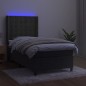 vidaXL Cama box spring colchón y LED terciopelo gris oscuro 100x200 cm vidaXL Cama box spring colchón y LED terciopelo gris oscuro 100x200 cm