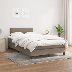 vidaXL Cama box spring con colchón tela gris taupe 120x200 cm