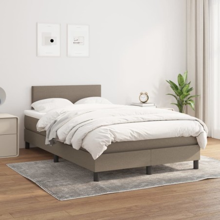 vidaXL Cama box spring con colchón tela gris taupe 120x200 cm