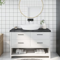 vidaXL Encimera baño madera maciza tratada gris oscuro 120x40x(2-6) cm